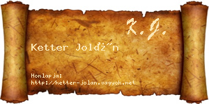 Ketter Jolán névjegykártya